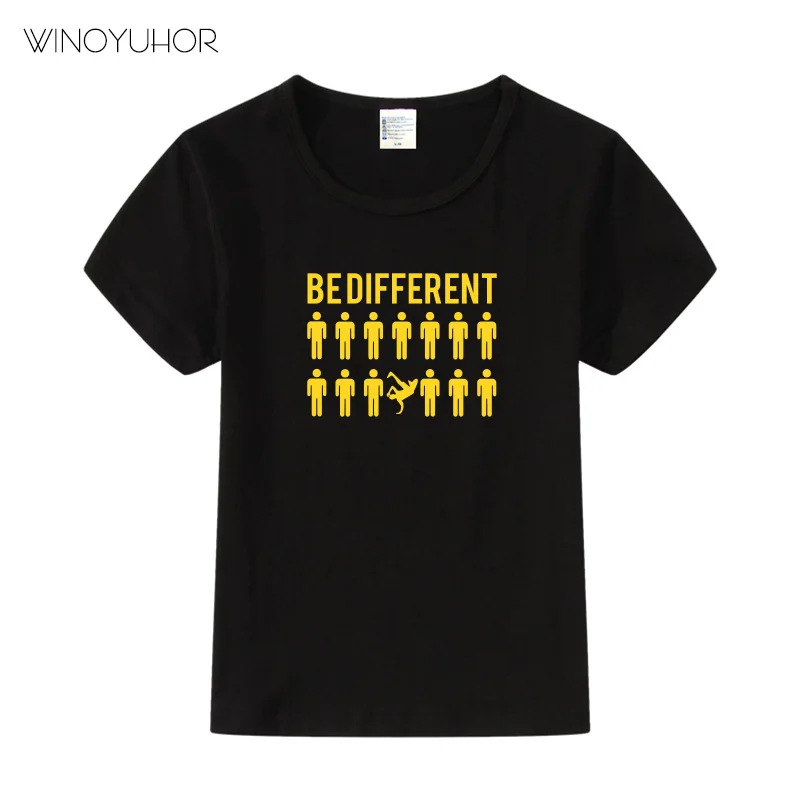 

Be Different Breakdance Funny T-Shirt Children 2023 New Summer Fashion Short Sleeve T Shirt Baby Boy Girls Hip Hop Tee Tops