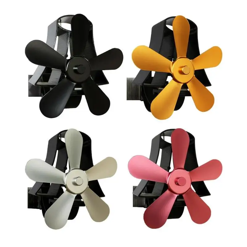 

5 Blades Low Noise Fireplace Fan Aluminum Heat Distribution Burner Heat Sink Heat Powered Stove Fan Ventilation Device