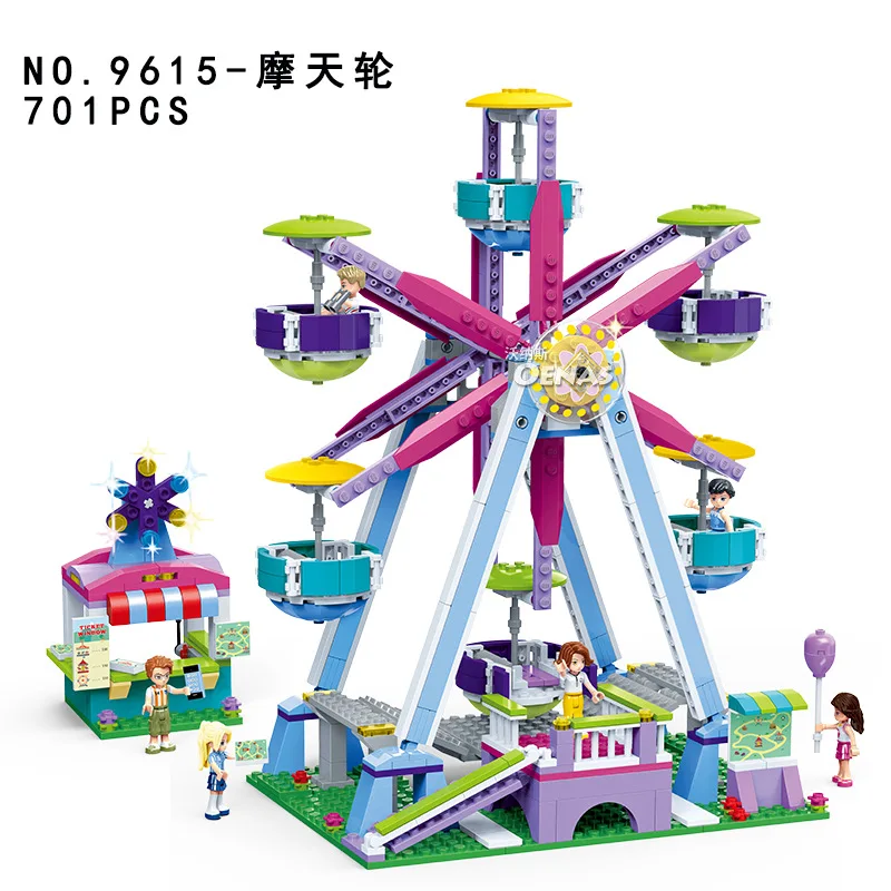 

legoinglys Ferris Wheel girl Friends Pirate ship burger shop Building Blocks Bricks Park Figure Model Toy Hobbie Kids Gift