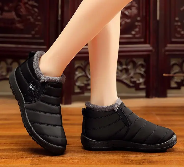 Женские зимние ботинки; теплые водонепроницаемые ботинки с плюшевой подкладкой на нескользящей подошве; женские зимние ботинки; однотонные зимние ботинки