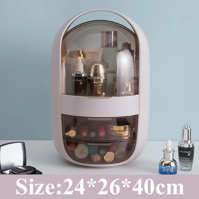 Women Travel Toiletry kits Beauty Cosmetic Case Fashion Acrylic Crystal Waterproof Transparent Storage Box Organizer Makeup Bag - Цвет: Swan Crystal pink