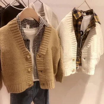 

2020 New Winter Cardigan Boy's Knitted Sweater Children's Sweater Girl's All-match Thick Sweater Coat