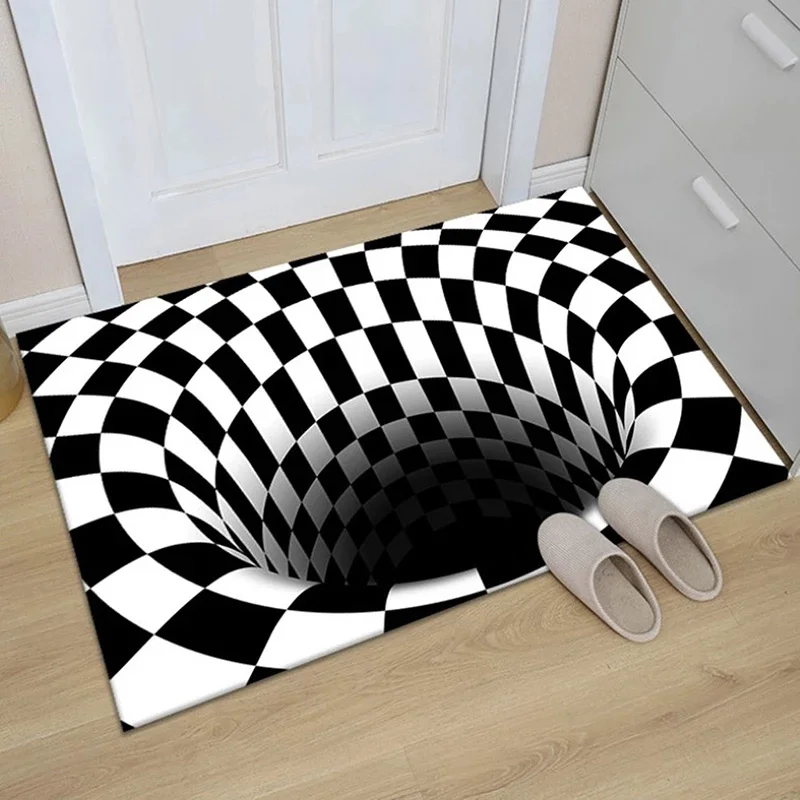 Halloween 3D Sewer Manhole Cover Polyester Horror Carpet Clown Trap Visual Carpet Floor Mat Halloween Home Bedroom Decoration