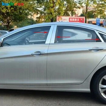 

For Hyundai Sonata 2011 2012 2013 2014 Stainless Steel Window Trims Center Pillars B + C Pillar Cover Trim Sticker Car Styling