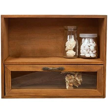 Caja organizadora de gabinete de madera, cajón de vidrio de almacenamiento, caja de almacenamiento de acabado Retro Vintage, caja de almacenamiento de acabado 30x12x24cm