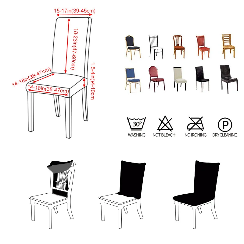 Чехлы на стулья из спандекса с эластичным покрытием, декоративные чехлы на стулья для столовой, съемные чехлы для свадьбы, кухни, офиса, ресторана, банкета