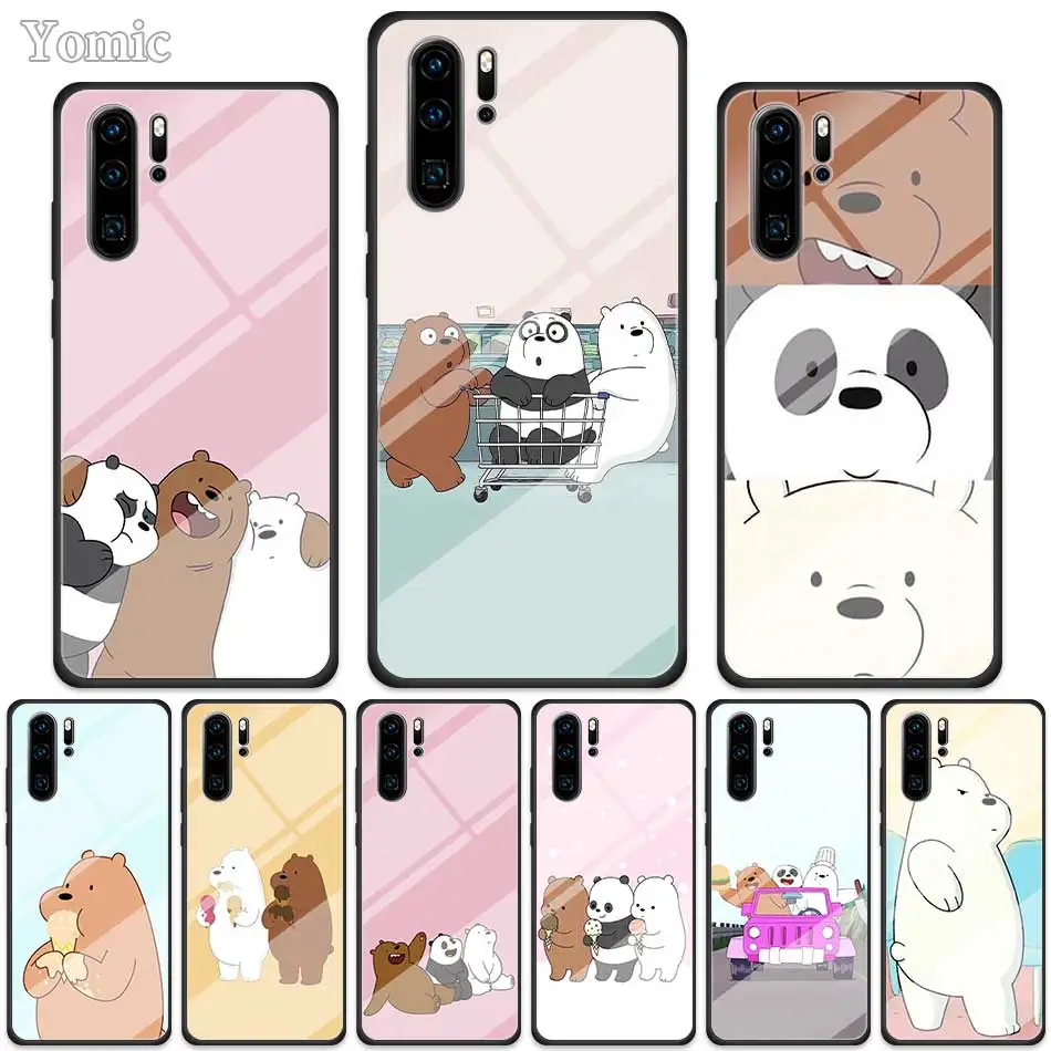 

We bare bears Tempered Glass Cases for Huawei P30 Pro P10 P20 P30 Lite Mate 10 20 Lite Honor 20 Pro 8X Cover