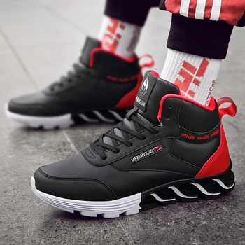 

Popular Men Outdoor Running Shoes Pu Leather Sports Shoes Mens Designer High Top Athletic Sneakers Non-Slip Sports Men Trainers