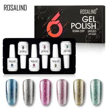 

ROSALIND Gel Nail Polish 6Pcs/Kit Nail Manicure Set For Nail Art Vernis Semi Permanent UV LED Design Acrylic Base and Top Case