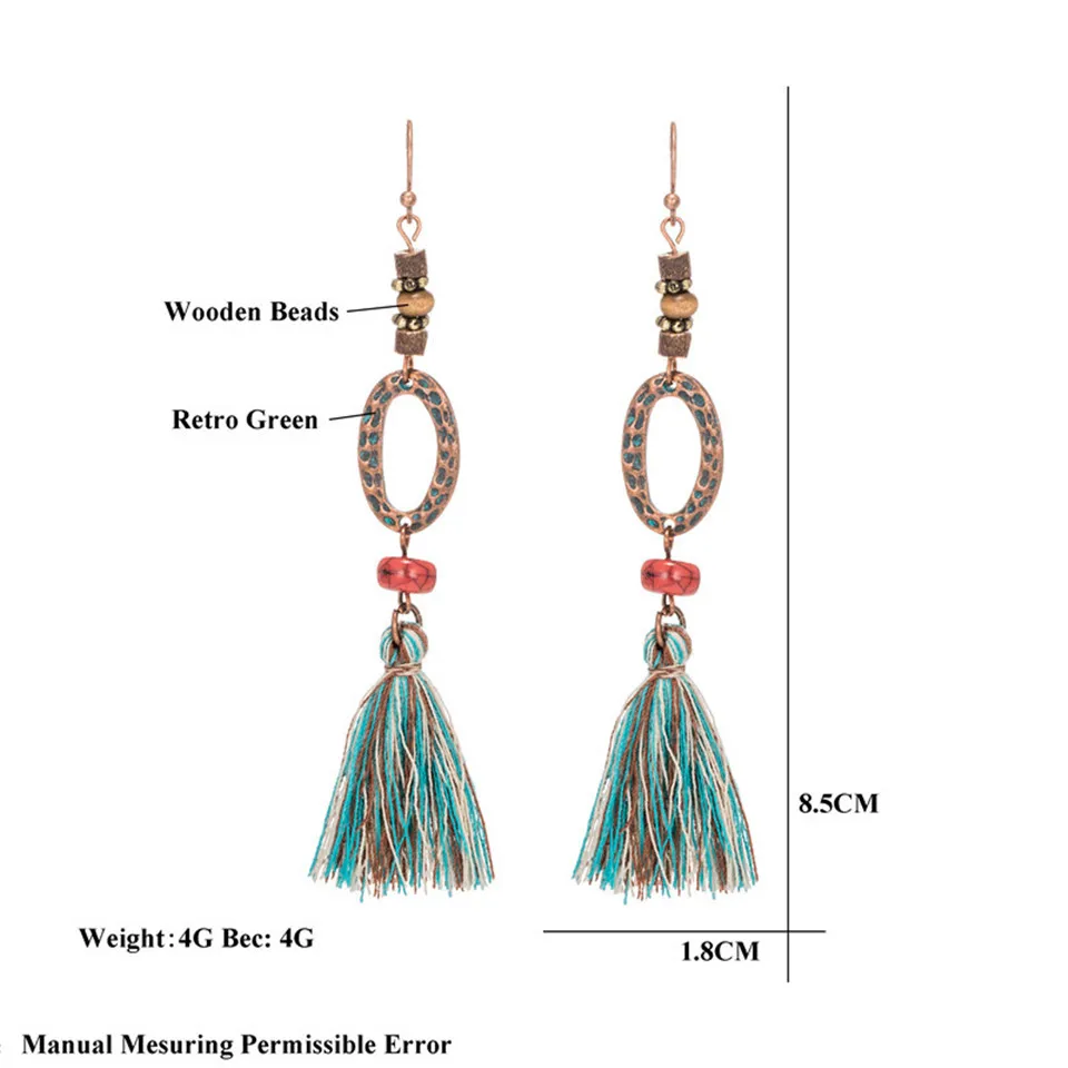 Exaggerated natural stones bead long tassel earrings 2020 New bohemian brincos bijoux Crystal dangle drop earrings women jewelry（1-1） (7)