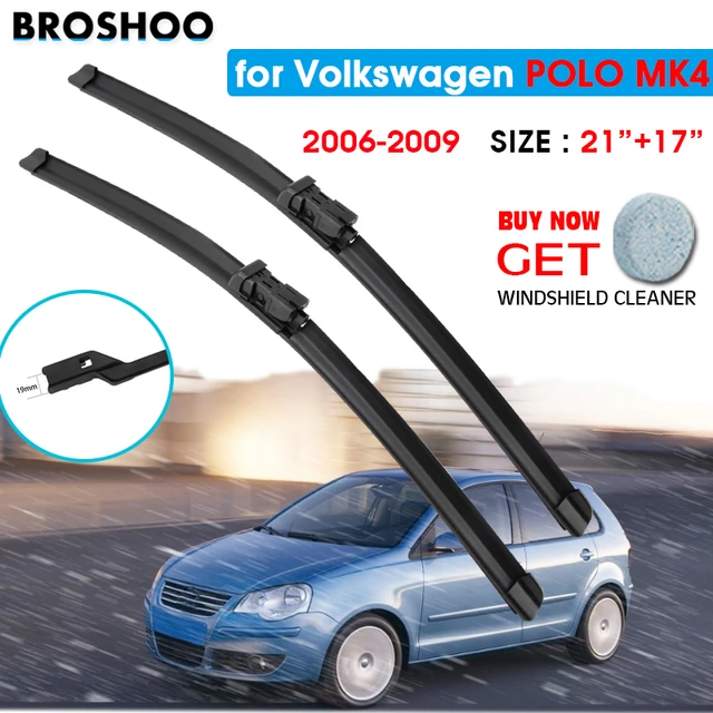 Auto Wischer Klinge Für Volkswagen POLO MK4 21 + 17 2006-2009 Windschutz  Scheibenwischer Klingen Fenster waschen Fit Push-Taste Arm - AliExpress