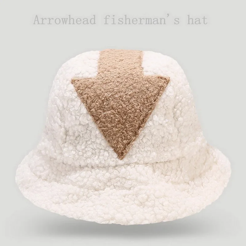 

Oeak New Fashion Warm Hip Hop Soft Lamb Wool Gorros Clean Fur Arrow Symbol Fishing Caps Faux Bucket Hats Women Winter Hat