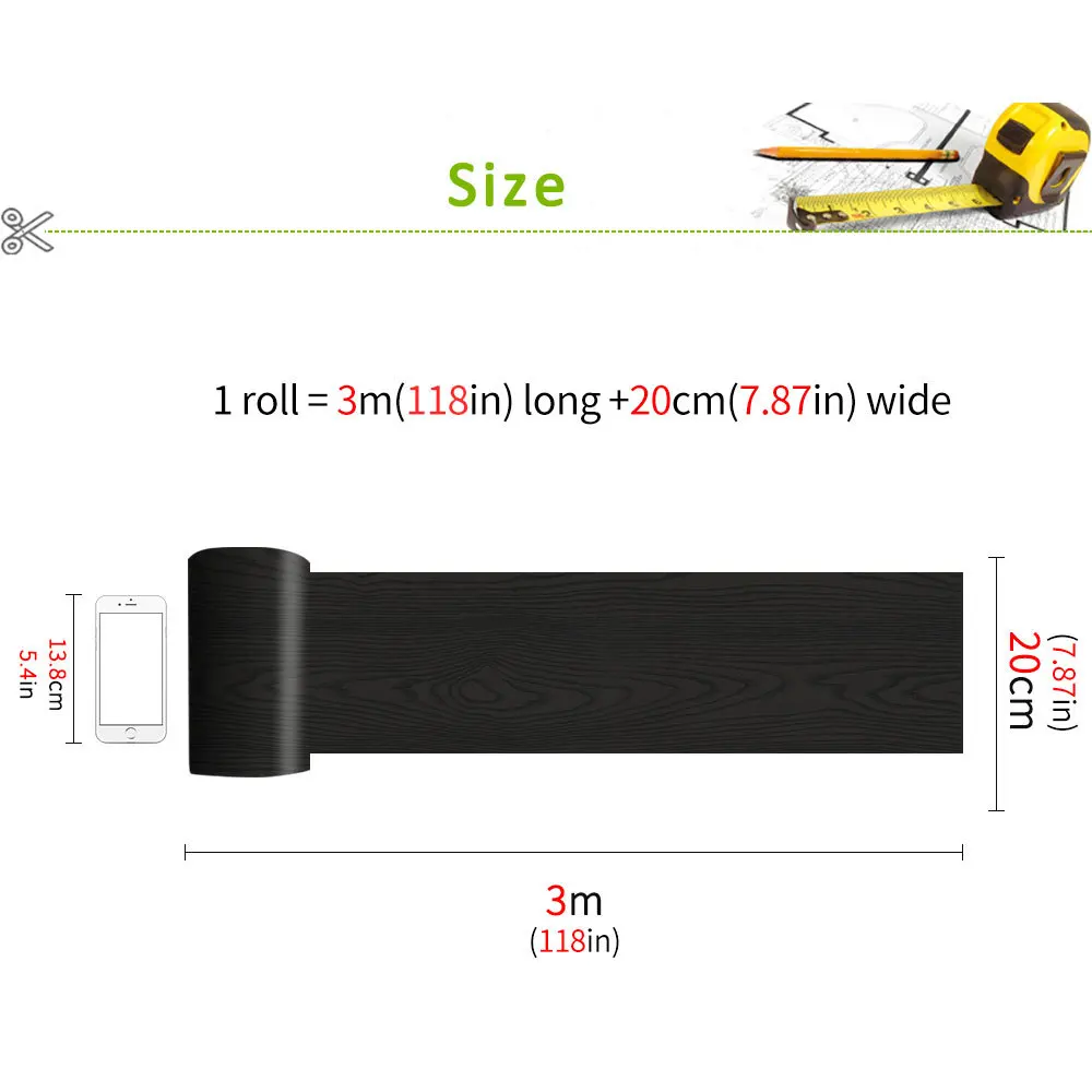 Japanese Wood Floor Sticker PVC Self Adhesive Waterproof Vinyl Wall Sticker 20x300cm For Bathroom Kitchen Wall Home Decor