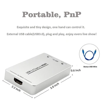 

USB3.0 60FPS HDMI to USB3.0 1080P Video Capture Dongle Box Game Streaming Live Stream Broadcast UVC and UAC Standards
