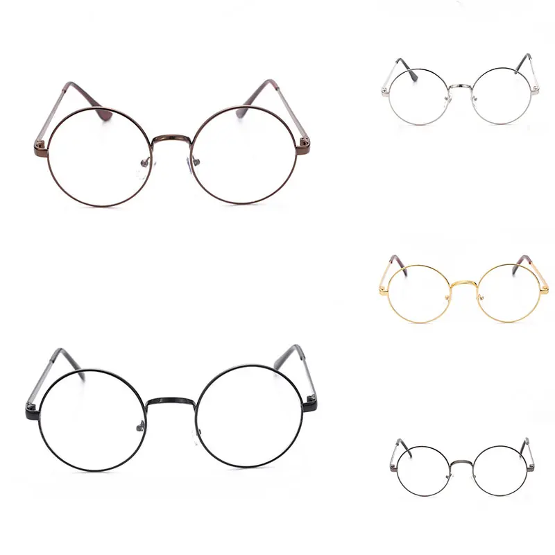 

Fashion Eyeglasses Round Glasses Frame Metal Decorative Glasses Popular Flat Mirror Retro Colorful Eyewear Trend Spectacle Frame