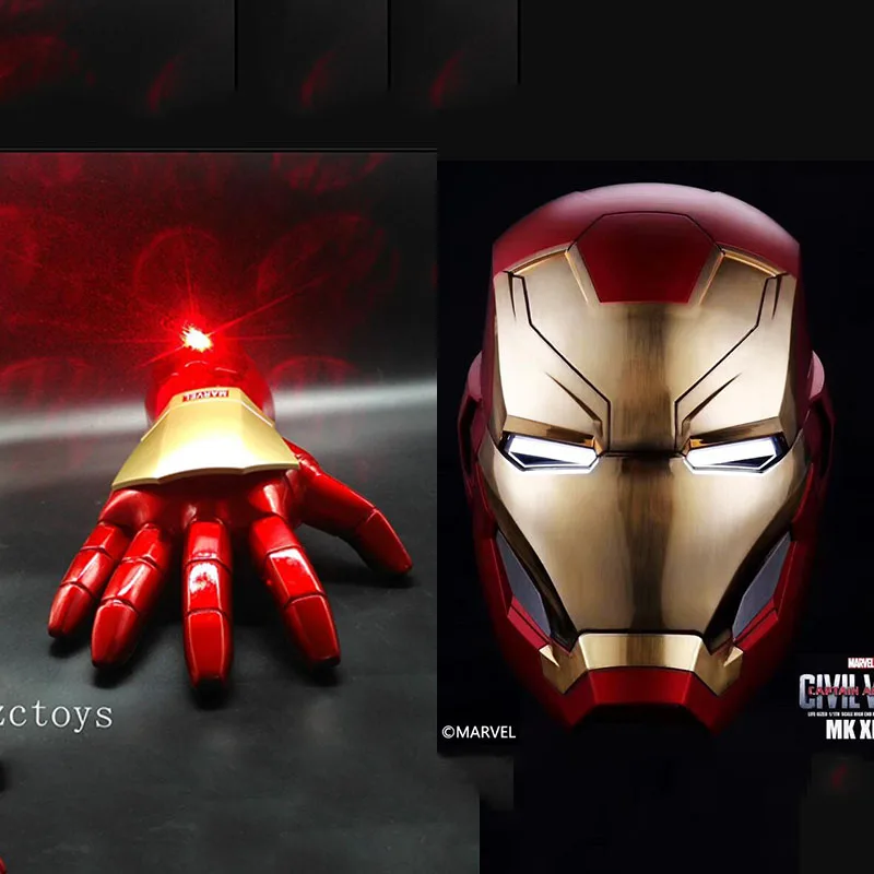 

Iron Man Adult Helmet Cosplay Mask Touch Sensing Mask with LED Iron man gloves Model Toys 1:1 High Quality Stock