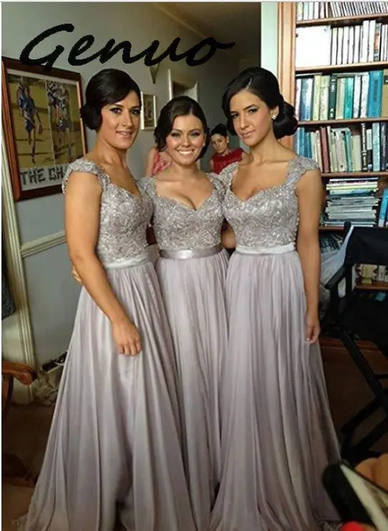 Genuo элегантное женское длинное платье с вырезом лодочкой кружевное Vestidos вечернее платье для вечеринки винтажное цветочное Кружевное платье макси-длины de festa - Цвет: Серый