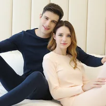 Новая мужская и женская осенняя одежда длинные штаны костюм из хлопка на осень и зиму, Круглый воротник термобелье