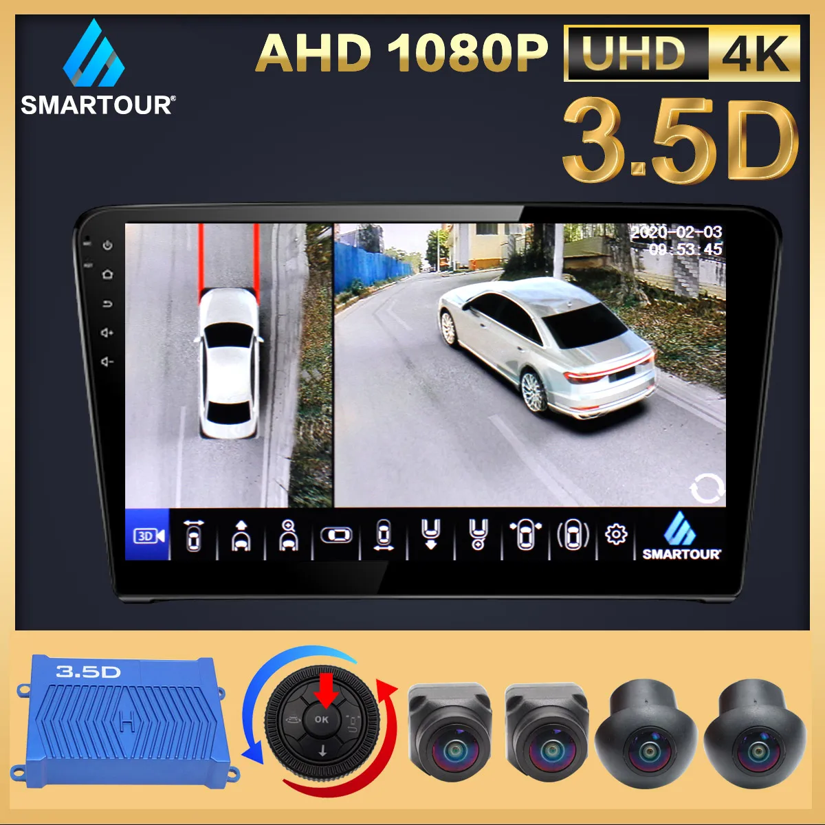 Система панорамной парковки SMARTOUR AHD 4K UHD 3.5D с углом обзора 360 градусов |