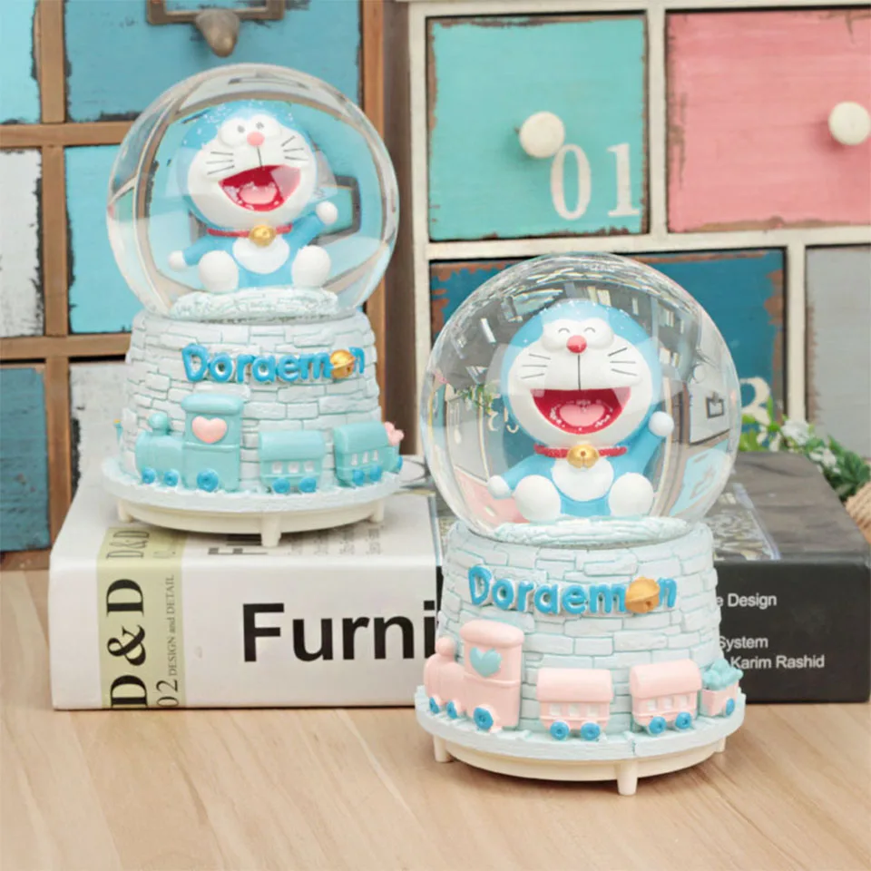 Doraemon креативная Снежинка Хрустальный шар синяя жирная музыкальная шкатулка в виде хрустального шара украшение из смолы студенческий подарок