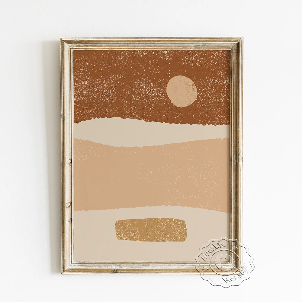 

Abstract Desert Acenery Poster, Wilderness Sun Art Prints, Terracotta Colour Wall Picture, Bohemia Style Home Decor Painting
