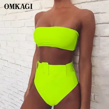 

OMKAGI Bikini Brazilian High Waist Bathing Suits Neno Biquini Swimwear Female 2019 mujer Bikini Set Push Up Swimsuit Women