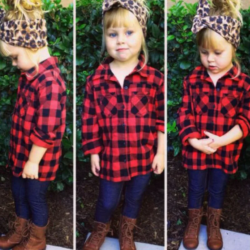 New Toddler Kids Baby Boys Printed Plaid Shirt Spring Autumn Long Sleeve New Fashion Children Clothes 1-7T