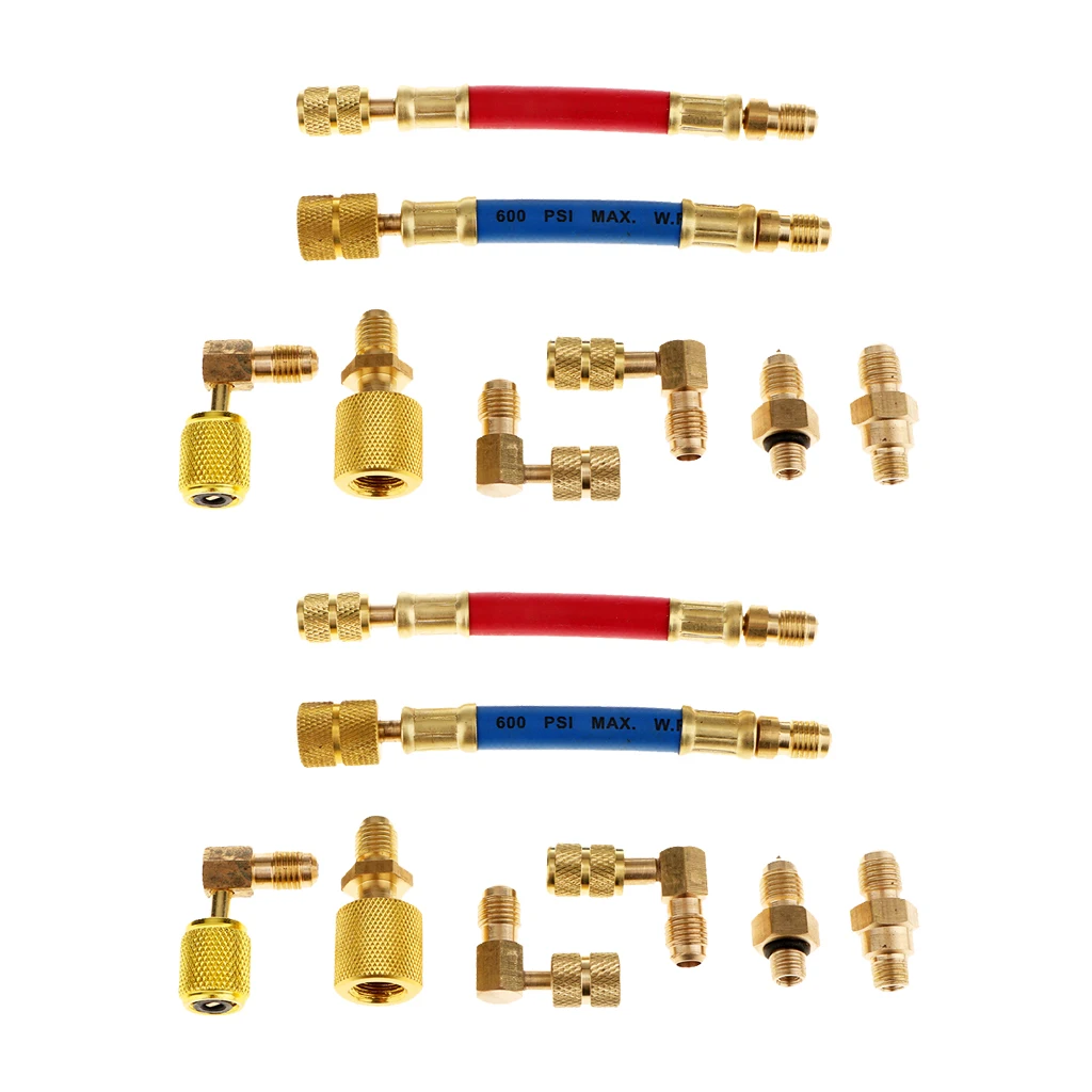 8Pcs Car Ac R134A R12 Air Conditioner Adapter Refrigeration Air Conditioning Automotive Repair Tools Refrigeration Connector