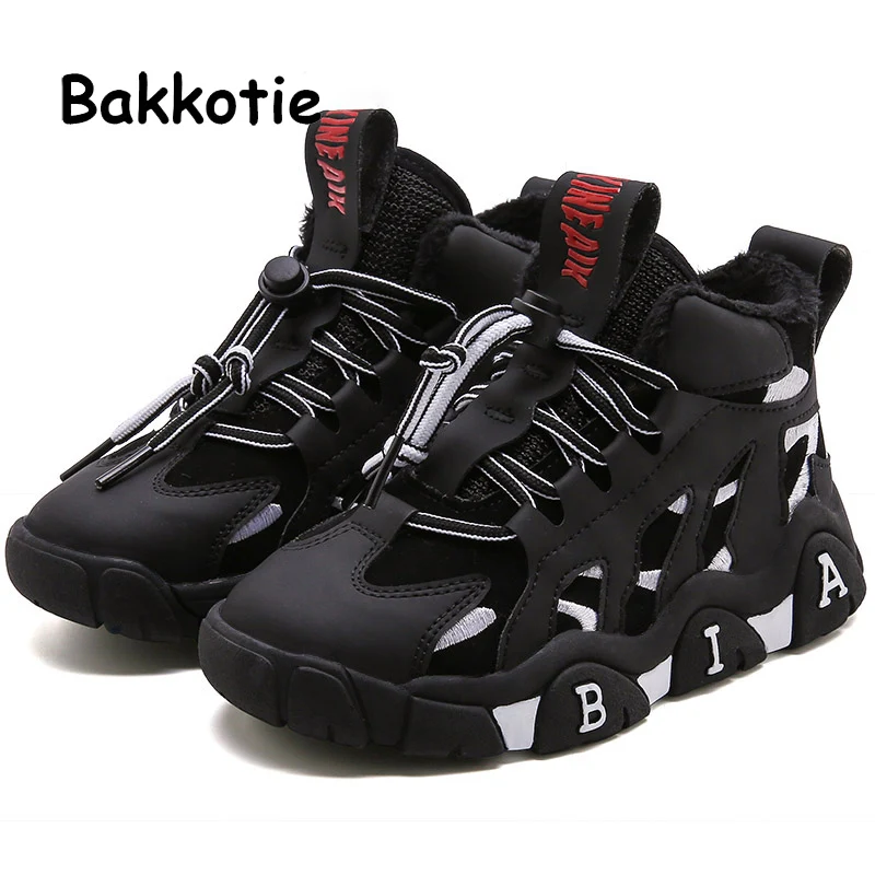 

Bakkotie 2019 Baby Boys New Fashion Winter High Sneakers Girls Red Warm Fur Sports Shoes Kids Black Soft Non-slip Casual Shoes