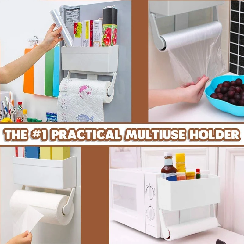 

Magnetic Paper Towel Holder for Refrigerator with Storage Shelf, Kitchen Organizer Rack Fit Regular to Huge Paper Towel Roll wit