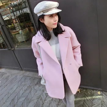 

Casual Fashion Women Long Woolen Coat Slim Long Covered Button Women's Jacket Solid Pockets Cashmere Coat And Jacket