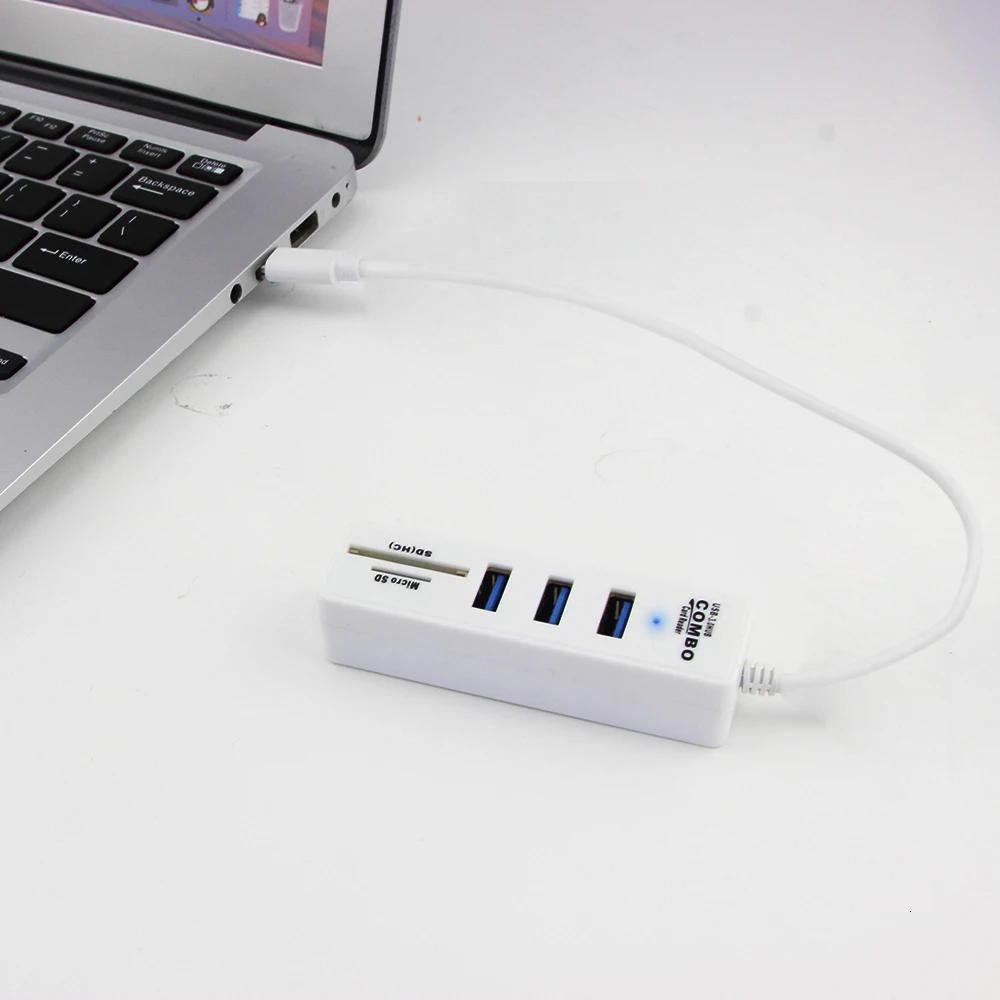 CHUYI USB 3,0 концентратор комбо с SD/TF кардридер Мульти USB C концентратор 3 порта OTG Тип C Sliptter адаптер для Macbook PC Аксессуары