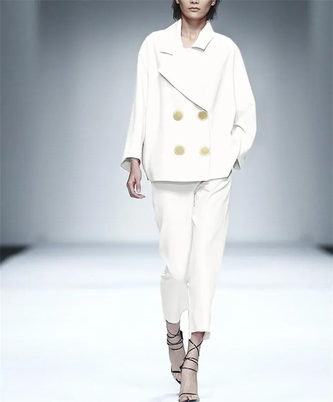 

Elegant White Lady Women's Suit Set 2019 Spring and Autumn Slim Professional 2 Piece Set Suit Women's Pantsuit Customi Made