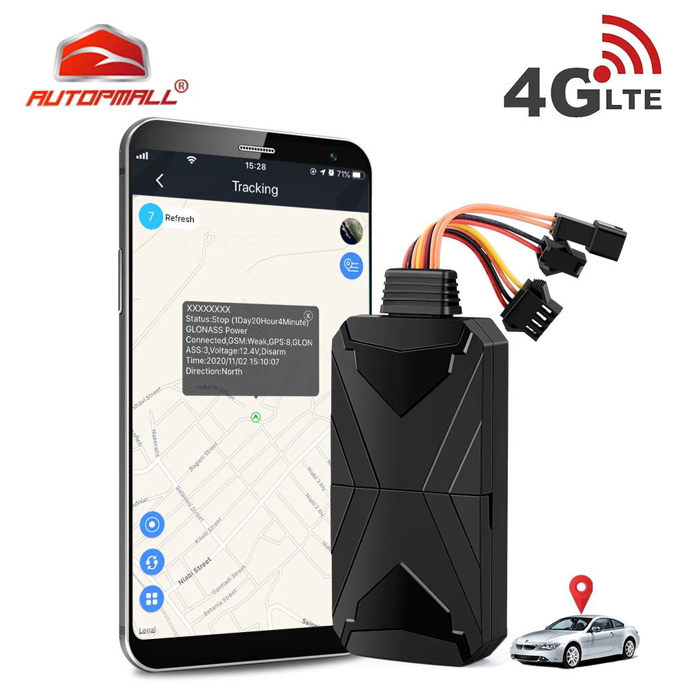 4G Gps Tracker Car Tracker 11-90V Cut Off Carburante Sos Voice Monitor Localizzatore Gps Car Glonass Overspeed Agitare Allarme Geofence App Gratuita