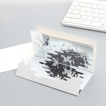

Greeting Card Holiday Blessing Diy Birthday Gift Thanksgiving Stereo Cards Christmas Envelope Dream Mirror Message Invitations