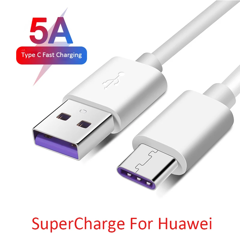 

5A Type C USB Cable For Huawei P30 P20 Pro Fast Charge USBC Elbow Cable For Samsung S10 S9 Plus Type-C USB C Charging