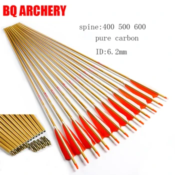 

12PCS Archery Pure Carbon Arrows Nock 5inch Turkey Feather 75gr Target Point for Compound Traditional Bow Hunting