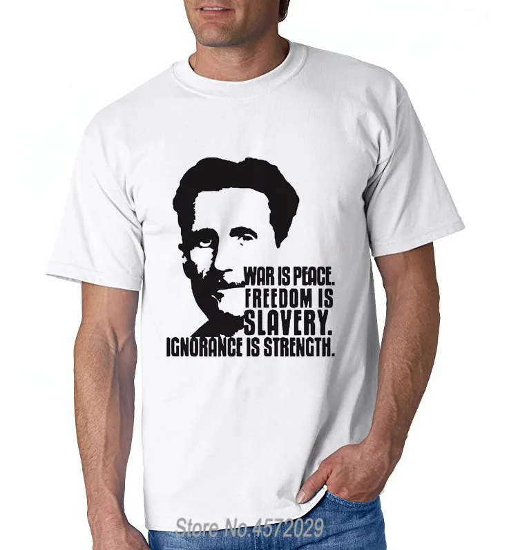 

Printed T-shirt Pure cotton Men Meganho Design George Orwell 1984 By Yago Men T-shirt cotton Round Collar euro size sbz4102