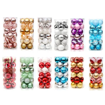 

24Pcs/set Cute Christmas Ball Xmas Tree Hanging Ornaments Colorful Painted Christmas Tree Decorative Ball for Home Part New Year