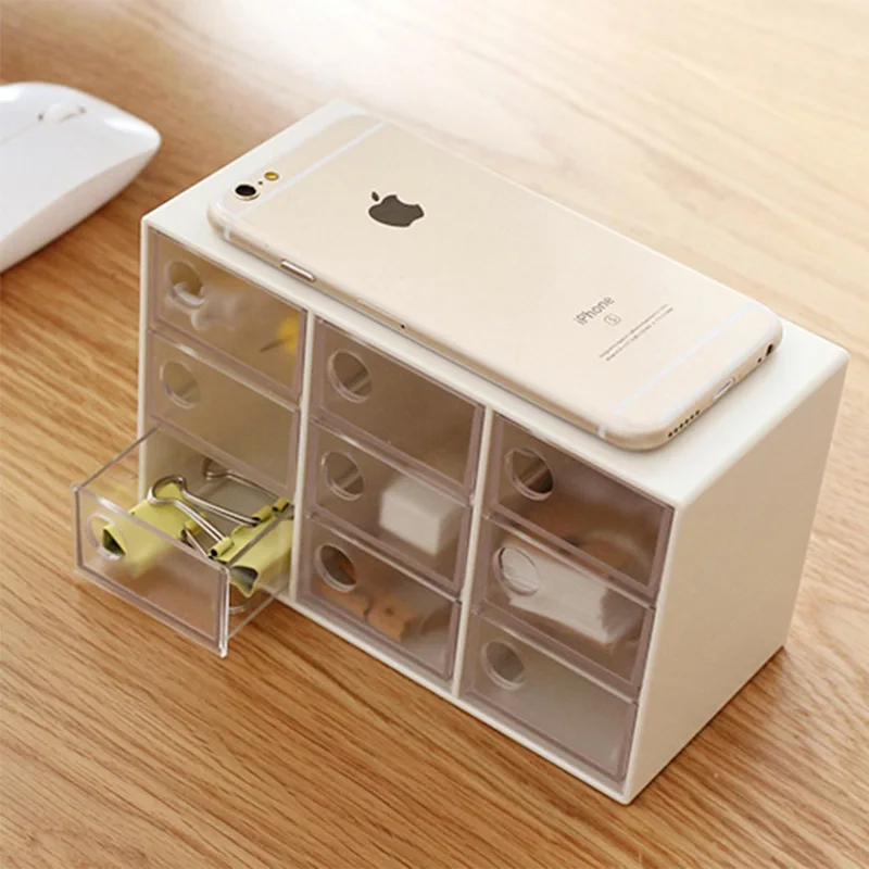 9 Drawers Table Jewelry Organizer Dustproof Plastic Storage Box for Earings/Rings Container Beads/Cotton Pads Case | Дом и сад