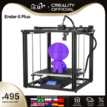 

CREALITY 3D Printer Ender-5 Plus Dual Y-axis Motors Glass Build Plate Power off Resume Printing Masks Enclosed Structure