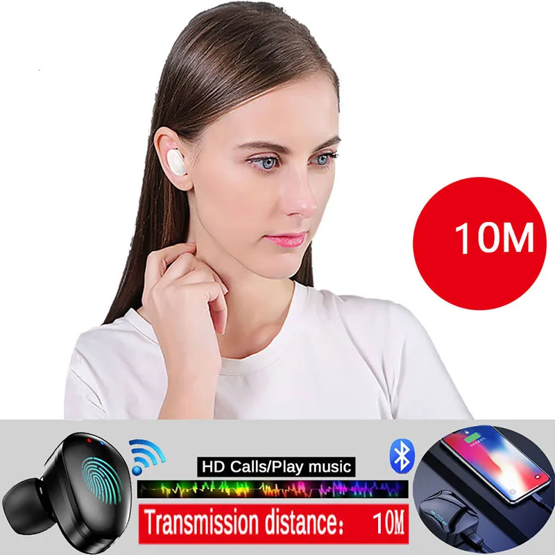 TWS беспроводные наушники, Bluetooth наушники, водонепроницаемая гарнитура с 2200 мАч, Дополнительный внешний аккумулятор с микрофоном, наушник для IPhone, Xiaomi, huawei