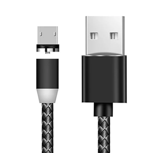 PUJIMAX 1 м светодиодный магнитный usb-кабель для iPhone Xs 6 и USB type C кабель и Micro usb нейлоновый Плетеный для samsung Xiaomi huawei USB C - Color: Black for Micro