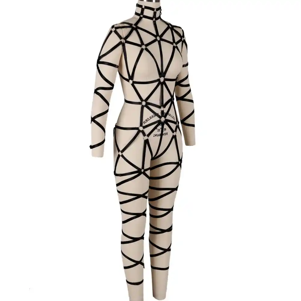 harajuku lingerie harness top neck cage body hollo