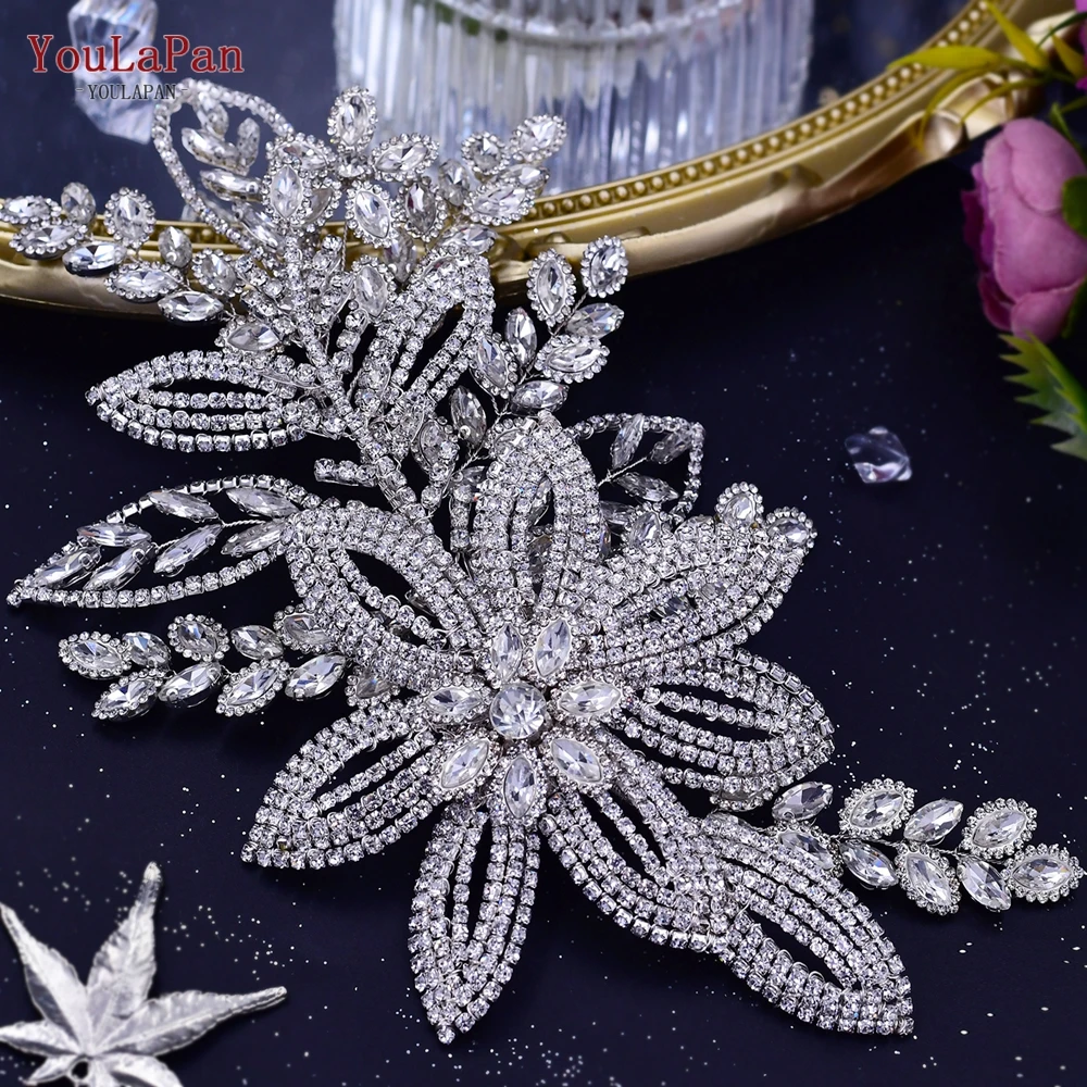 YouLaPan Fashion Strass Kronen en Tiara's Gala Kronen Bruids Haarstuk Bruids Hoofdtooi Handgemaakte Bloemen_voghion.com