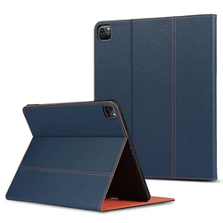 Zuidid caso de couro genuíno para ipad pro 12.9 2021 alta qualidade negócio lychee padrão flip capa para ipad pro 11