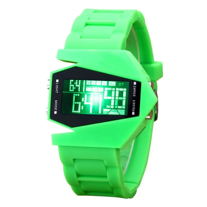 ЖК-силиконовые многофункциональные модные тренды крутые индивидуальные светодиодные электронные часы детские спортивные смарт-шагомер Горячая - Цвет: Зеленый