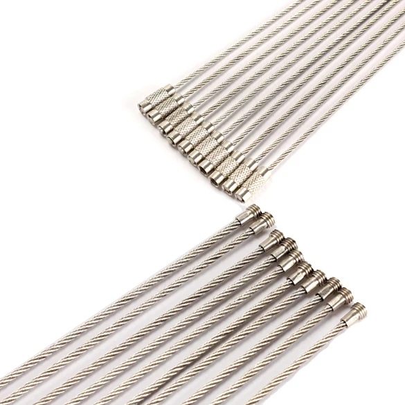 

10PCS Stainless Steel Wire Keychain Cable Key Ring for Outdoor Hiking NR-shipping