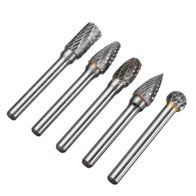 5 шт. 6 мм хвостовик карбида вольфрама роторные файлы Шлифовальные Burr резак сверло