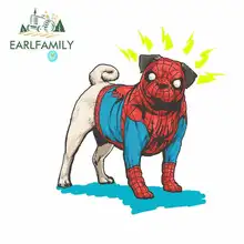 EARLFAMILY 13cm x 13cm Spider Man Dog Funny Car Stickers Anime Cartoon Bumper Trunk Graphics Sunscreen Waterproof Fine Decal